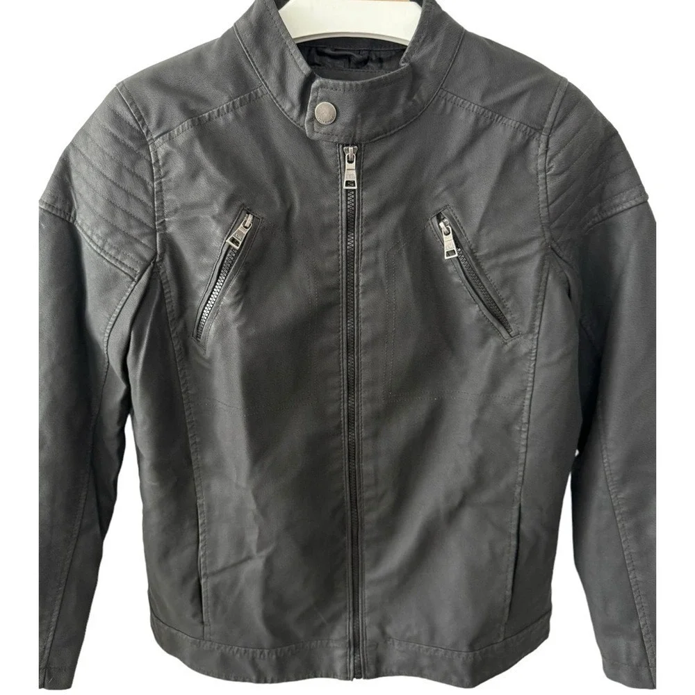 Urban Republic Kids Faux Leather Moto Biker Jacket Full Zip Gray XL‎ (18/20)
